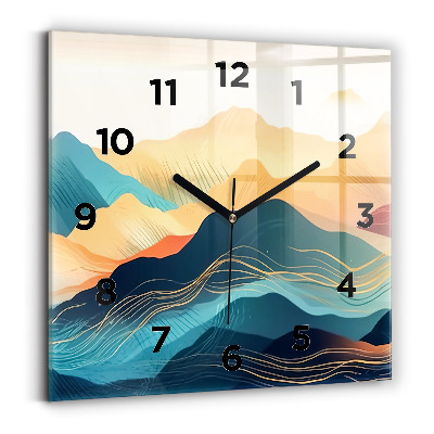 Horloge murale carrée Paysage de montagne