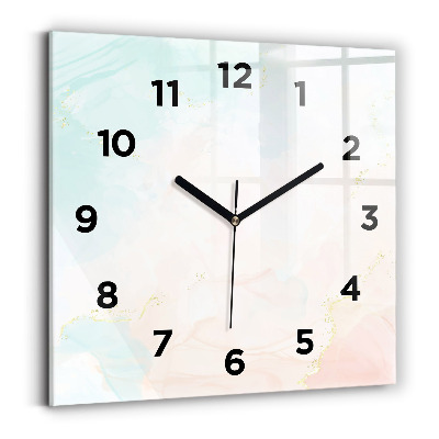 Pendule carrée en verre Marbre aquarelle