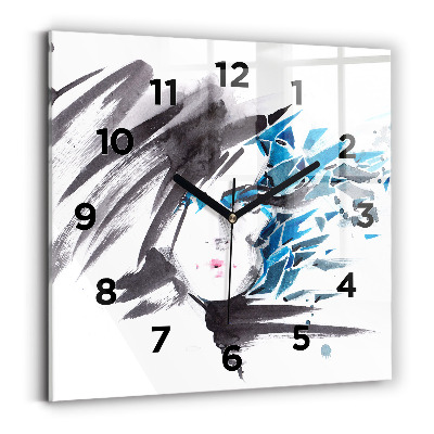 Horloge murale carrée Visage abstrait d'une femme