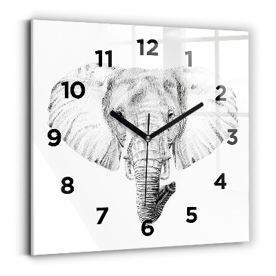 Horloge murale carrée Tête d'éléphant graphique
