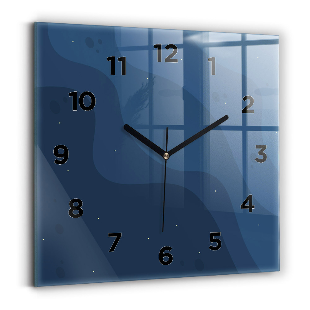 Horloge carrée en verre Vagues bleues