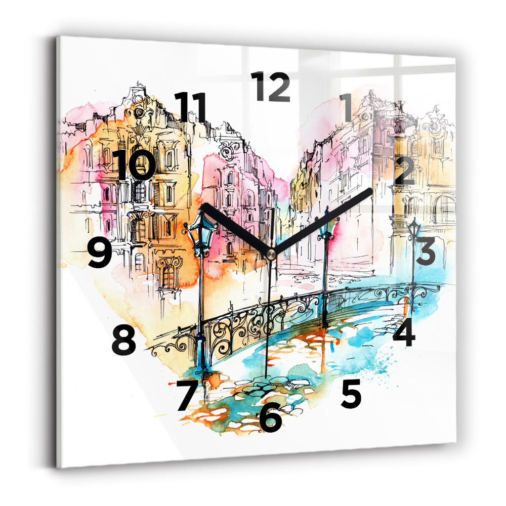 Horloge murale carrée Architecture peinte