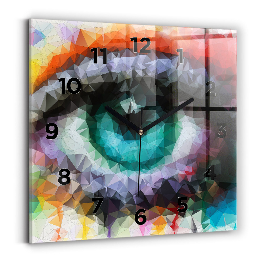 Pendule carrée en verre Œil humain coloré