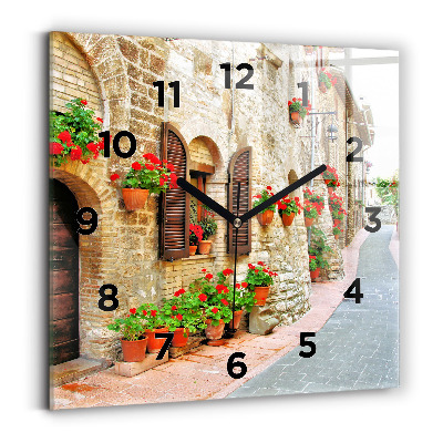 Pendule carrée en verre Rue pittoresque