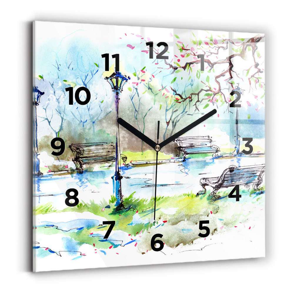 Horloge murale carrée Printemps pittoresque