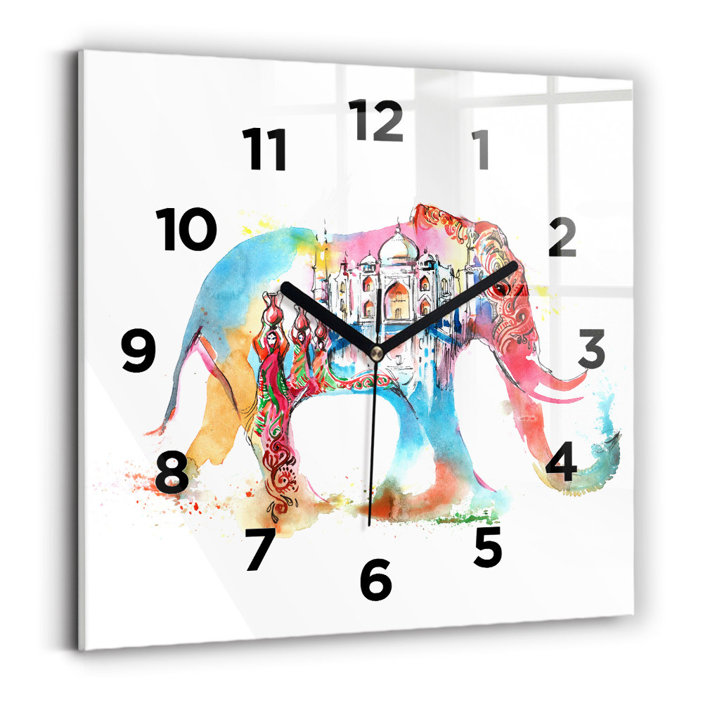 Pendule carrée en verre Culture de l'Inde