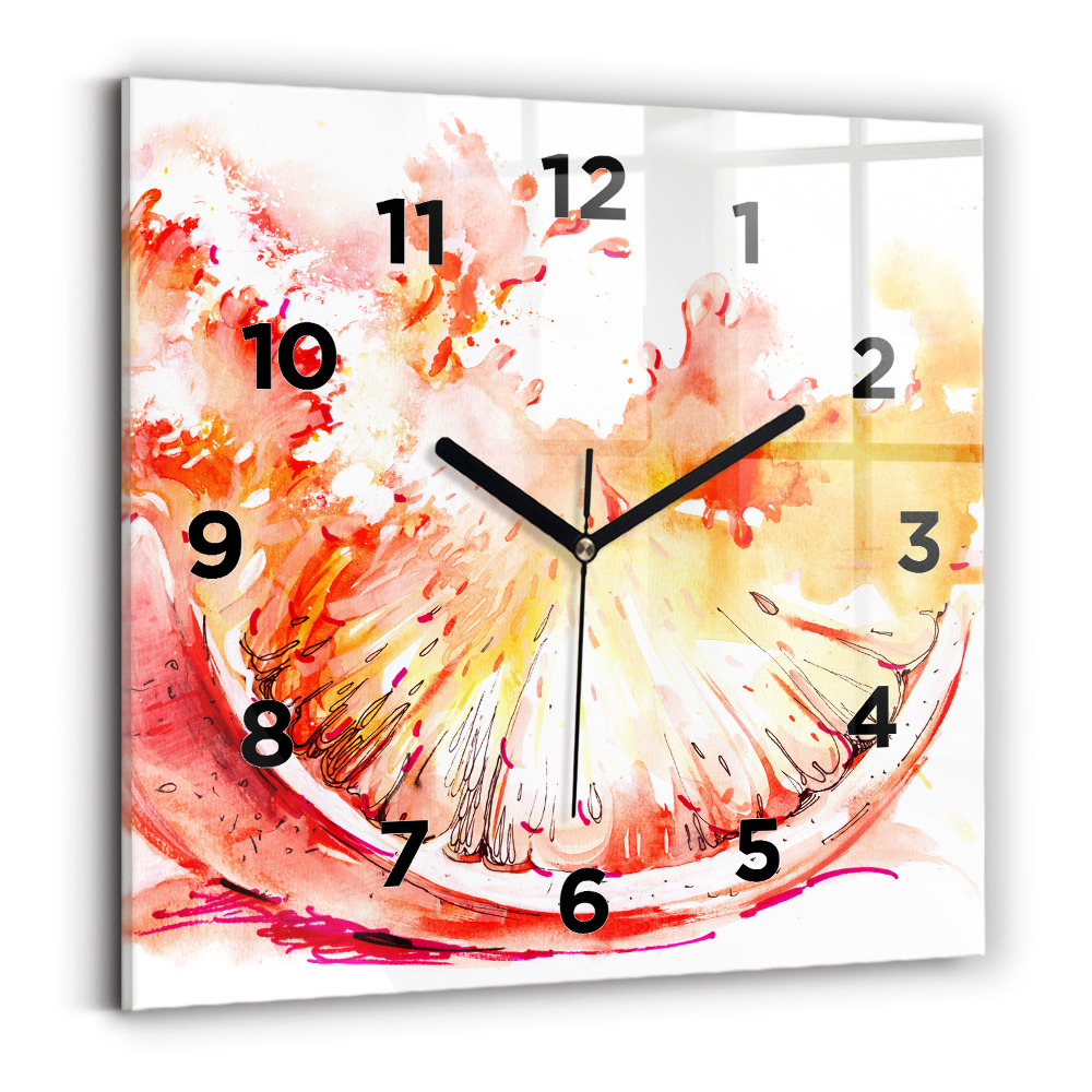 Pendule carrée en verre Orange peinte