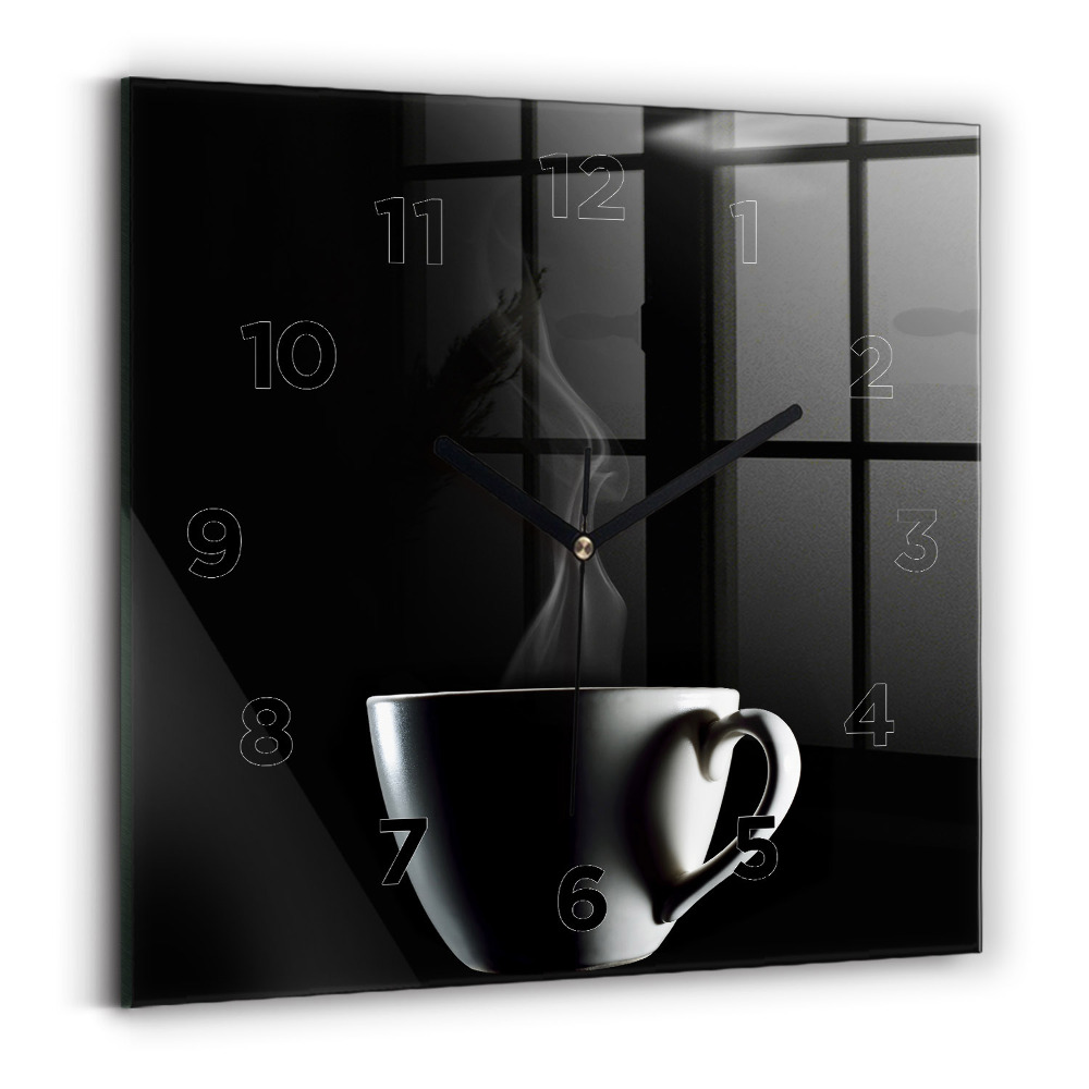 Pendule carrée en verre Tasse de café
