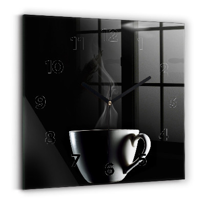 Pendule carrée en verre Tasse de café