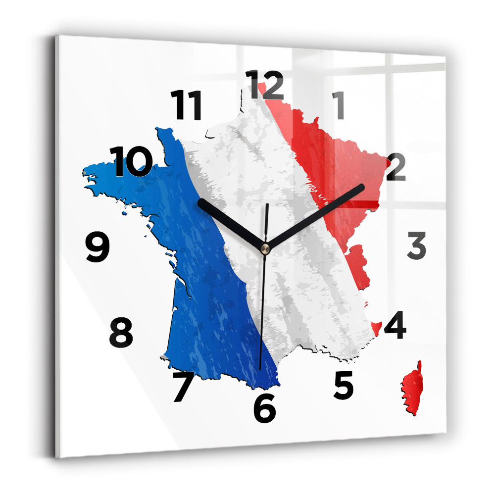 Horloge carrée en verre Drapeau de la France