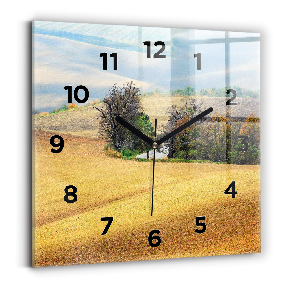 Horloge murale carrée Moravie Paysage rural