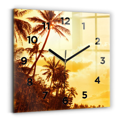 Horloge murale carrée Palmiers ensoleillés