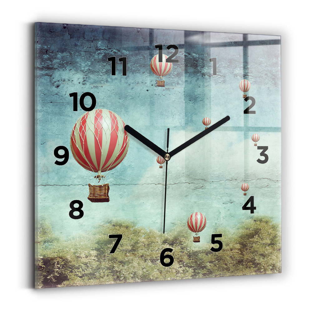 Pendule carrée en verre Ballons peints
