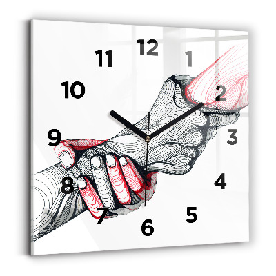 Pendule carrée en verre Main dans la main