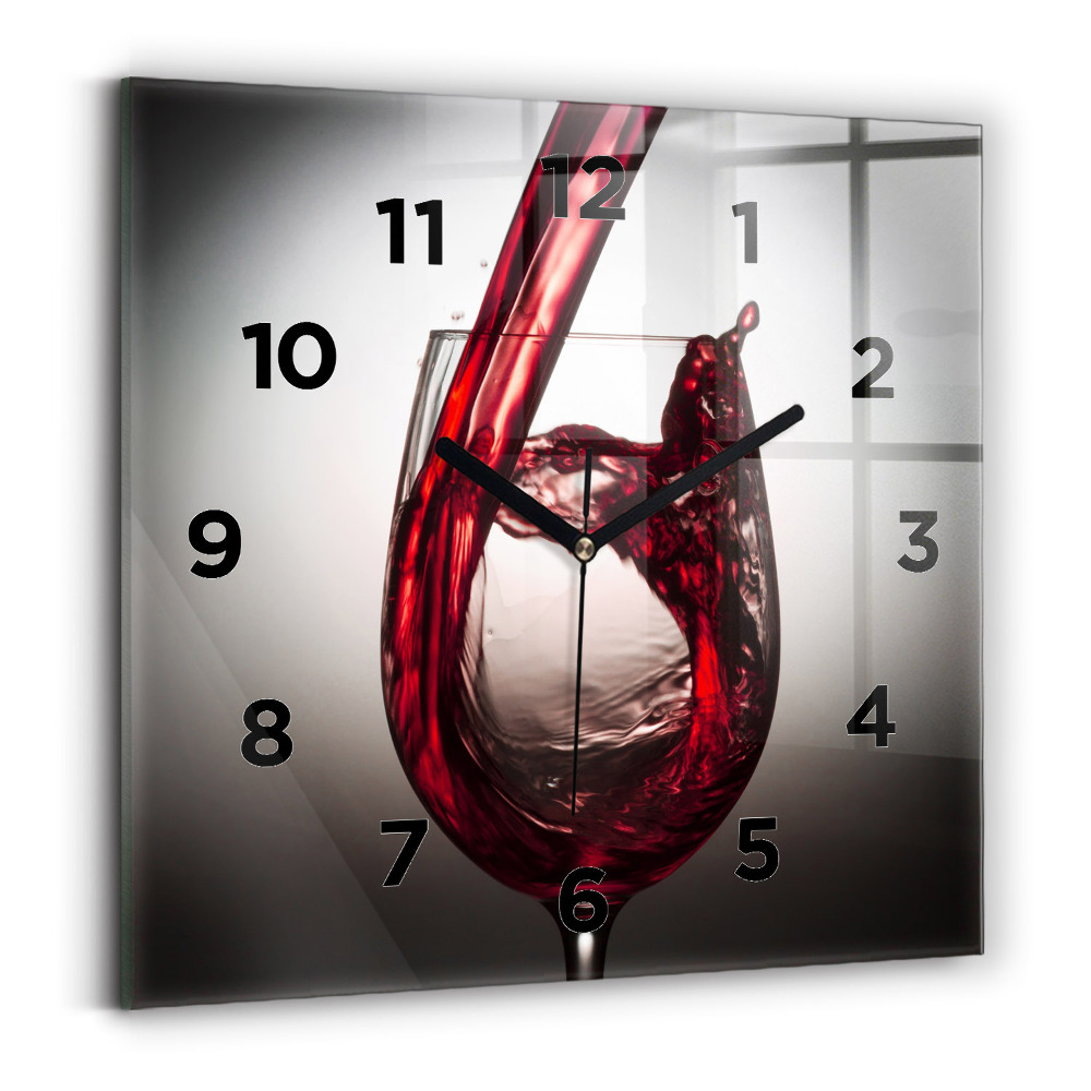Pendule carrée en verre Verre de vin