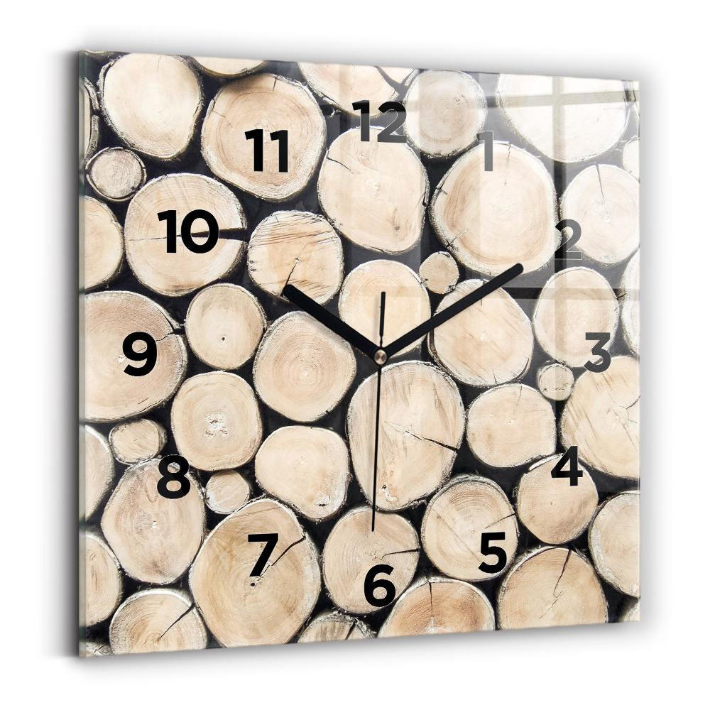 Horloge murale carrée Tronc d'arbre coupé