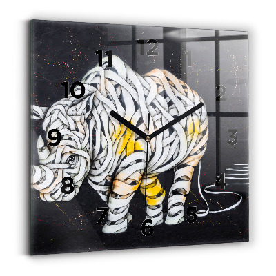 Horloge carrée en verre Rhinocéros abstrait