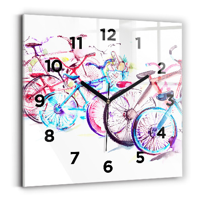 Pendule carrée en verre Vélos de ville colorés