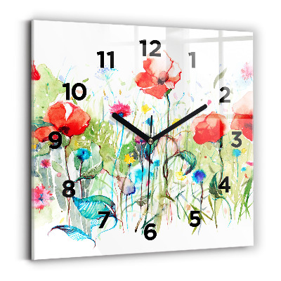 Horloge murale carrée Fleurs dans une prairie