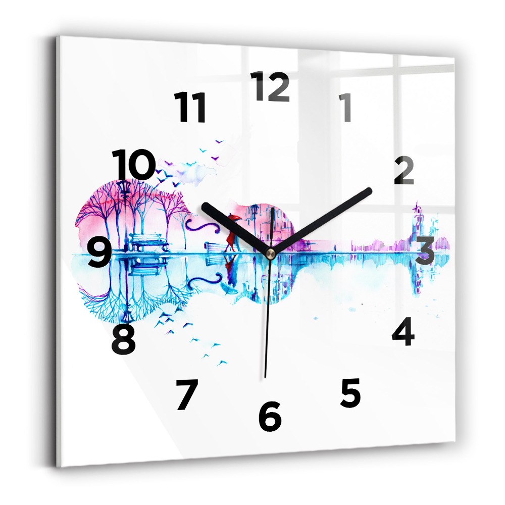 Horloge carrée en verre Cello park lake