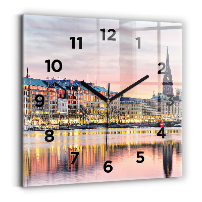 Horloge murale carrée Alster à Hambourg
