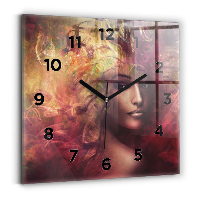 Horloge murale carrée Portrait de femme