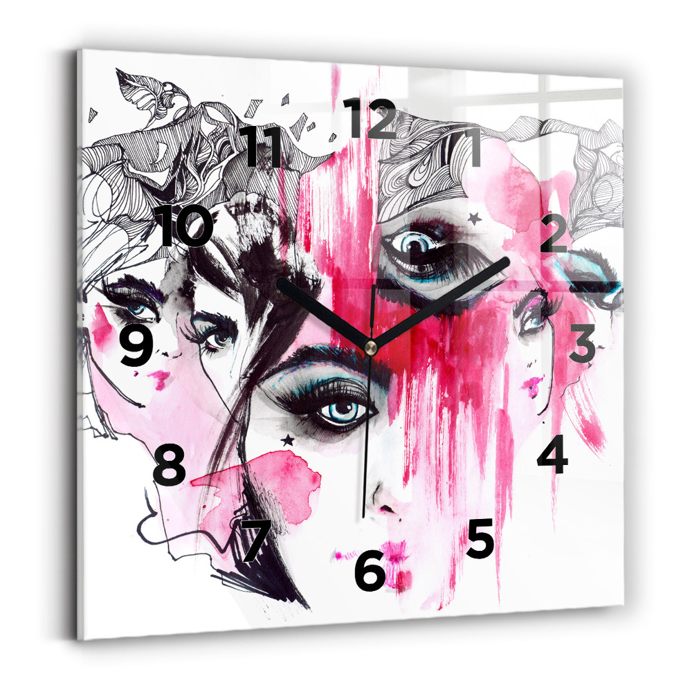 Pendule carrée en verre Abstraction aux multiples visages