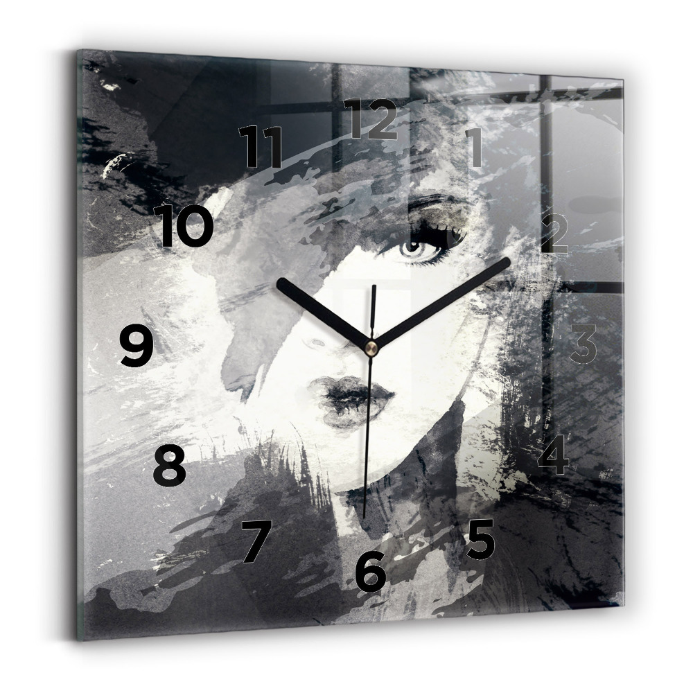 Pendule carrée en verre Femme - aquarelle
