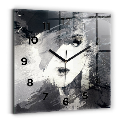 Pendule carrée en verre Femme - aquarelle