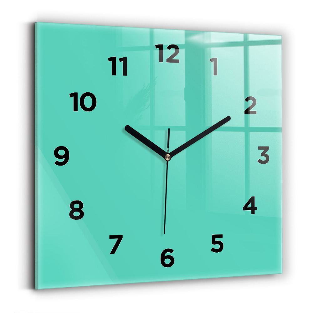 Horloge carrée en verre Turquoise