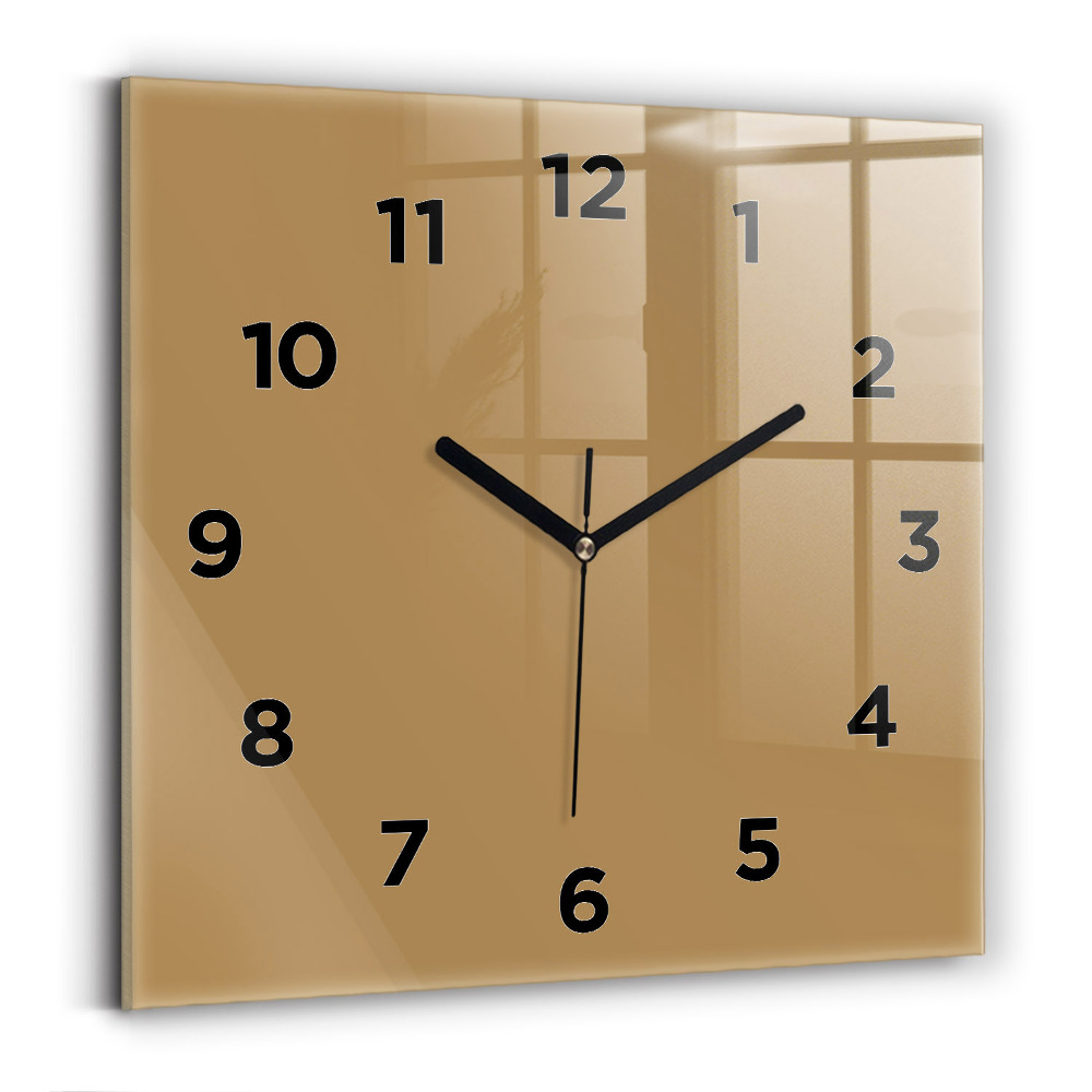 Horloge carrée en verre Beige