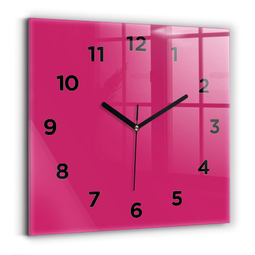 Horloge carrée en verre Rose