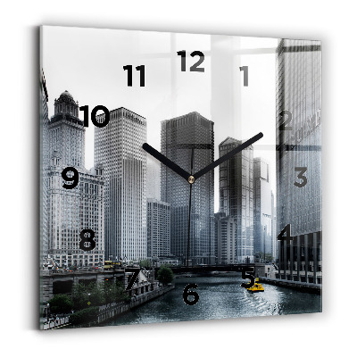 Pendule carrée en verre Panorama de la ville