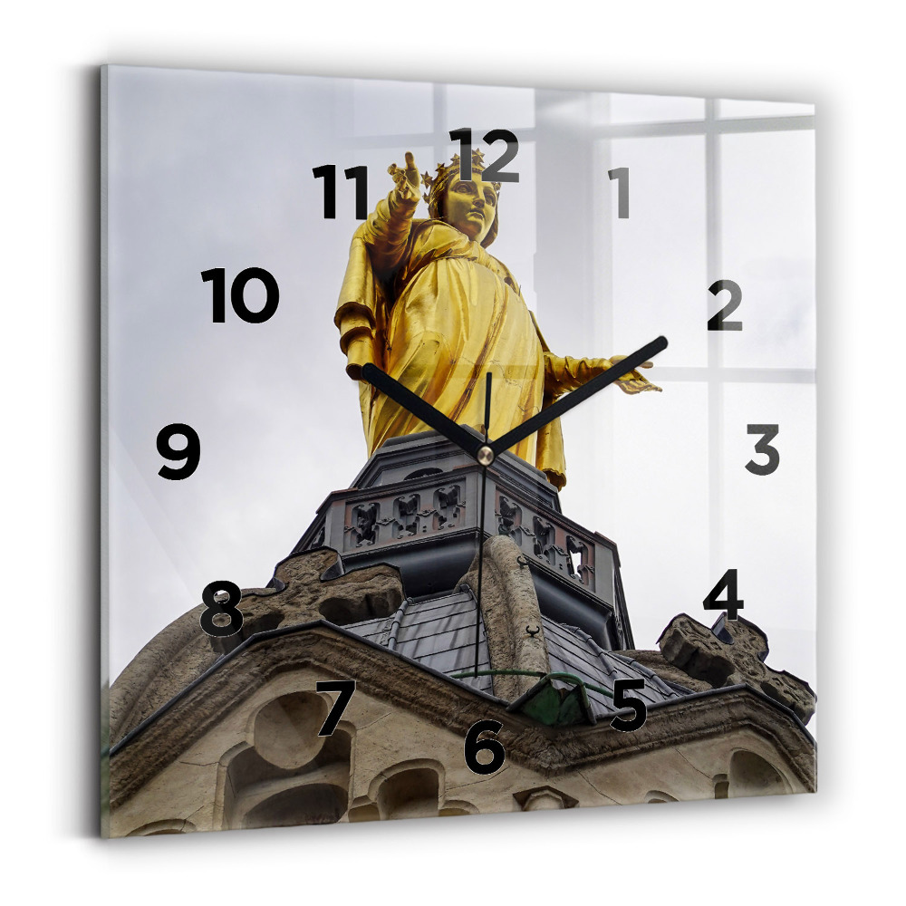 Pendule carrée en verre Statue de Notre-Dame à Lyon