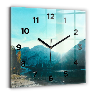 Horloge carrée en verre Montagne et rivière en Pologne