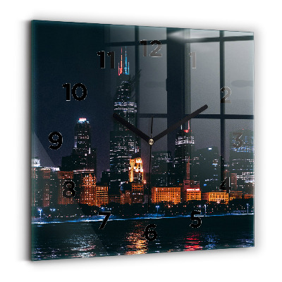 Horloge carrée en verre Paysage urbain de Chicago