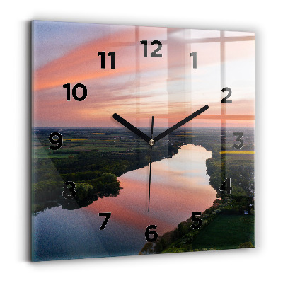 Horloge carrée en verre Vue d'un lac