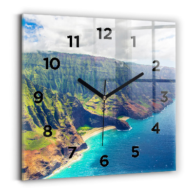 Horloge murale carrée Mer à Hawaï