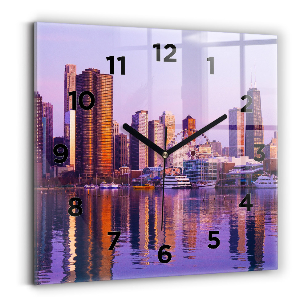 Horloge carrée en verre Vue des gratte-ciel des États-Unis