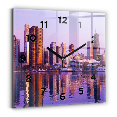 Horloge carrée en verre Vue des gratte-ciel des États-Unis