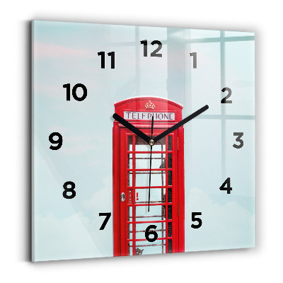 Horloge carrée en verre Cabine téléphonique