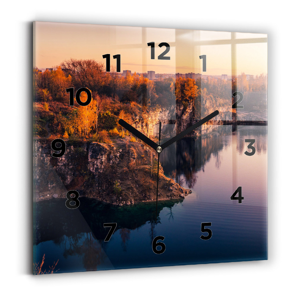 Horloge murale carrée Lac Zakrzówek de Cracovie