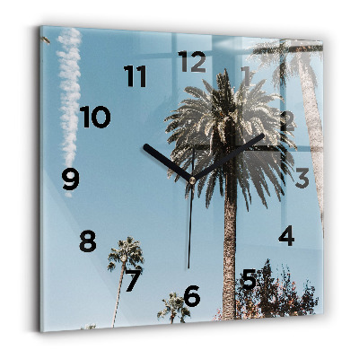 Horloge carrée en verre Palmiers à Los Angeles
