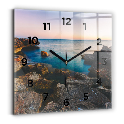 Horloge carrée en verre Paysage marin