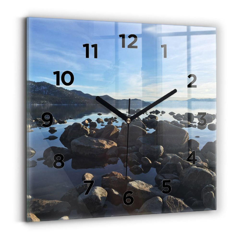 Horloge carrée en verre Vue sur la mer