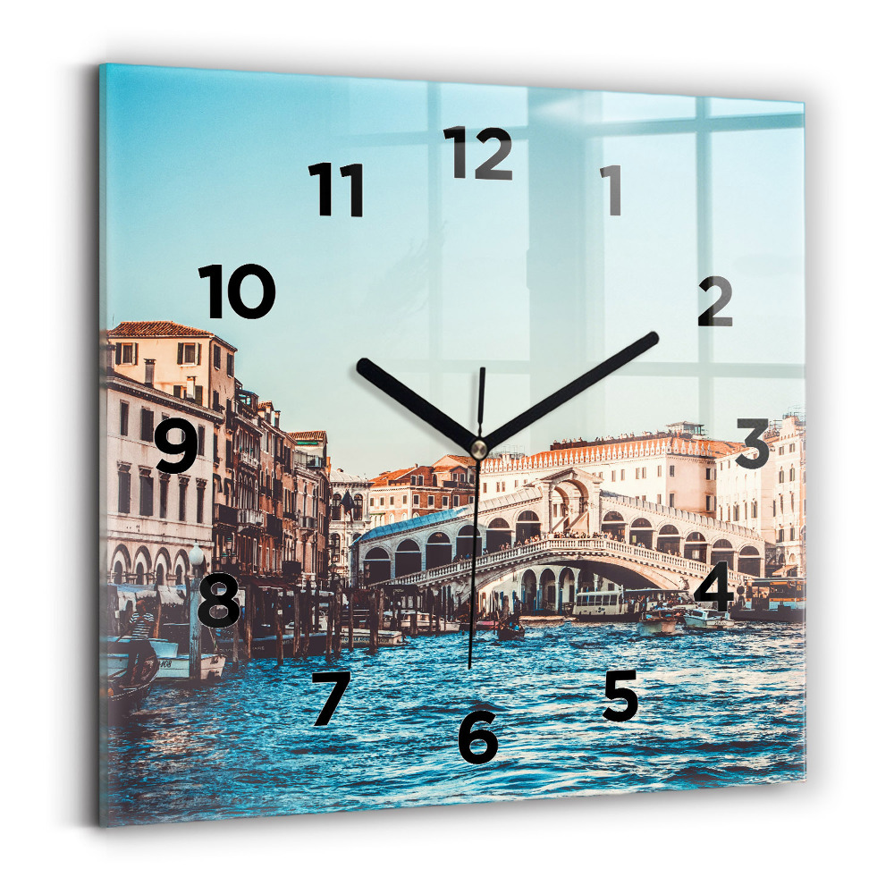 Horloge murale carrée Le pont du Rialto à Venise