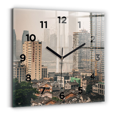 Pendule carrée en verre Vieille ville de Chongqing