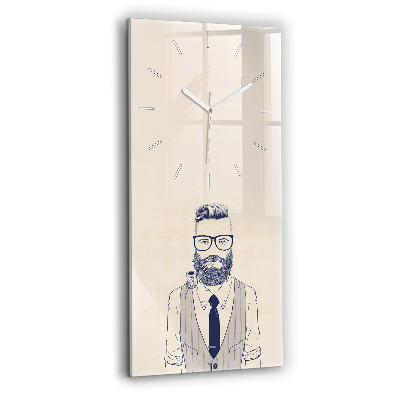 Horloge verticale en verre Homme à barbe