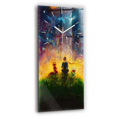 Horloge verticale en verre Petit prince abstrait