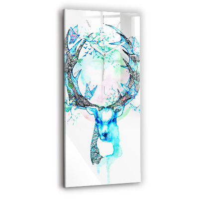 Horloge murale en verre rectangulaire Illustration d'un cerf